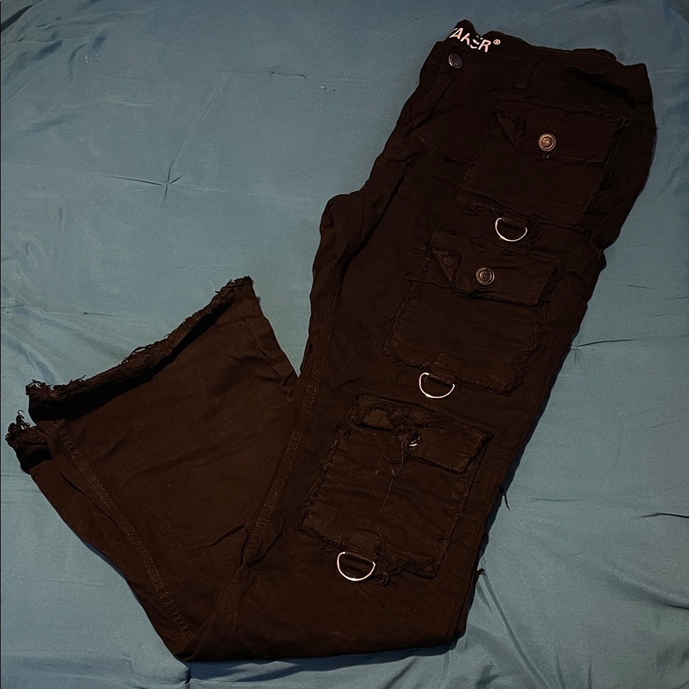 Black Men's Cargo Stacked Pants